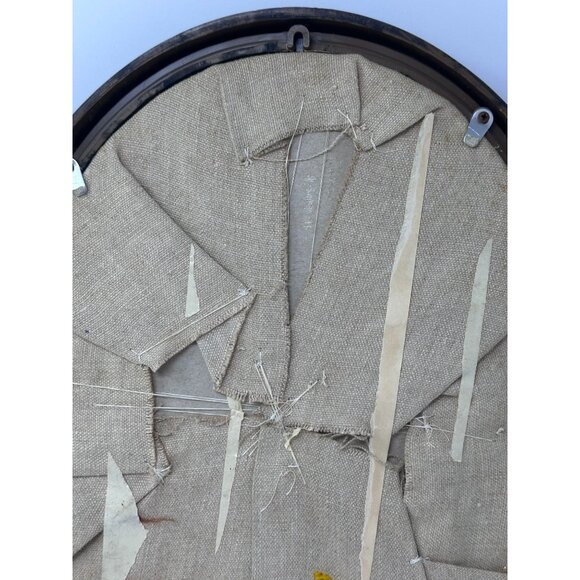 MCM Botanical Embroidery Oval Frame Crewel Floral Wall Art Needlepoint Vtg 2 - Picture 15 of 16